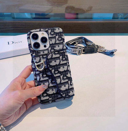 Dior Montaigne Card Holder Phone Case Embroidered Strap